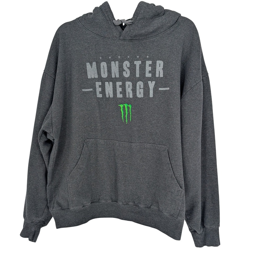 Monster Energy Hoodie Mens XL Charcoal Gray Graphic‎ Pullover Fleece Sweatshirt